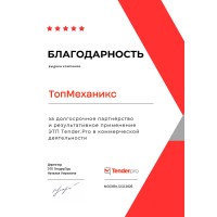 Признание сотрудничества: благодарность от Tender.Pro